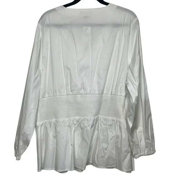 NWT‎ Lane Bryant Size 22 White Cotton Corset Peplum Blouse - Picture 3 of 9